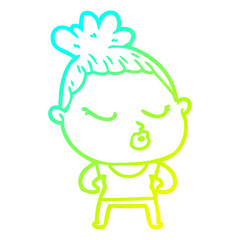 cold gradient line drawing cartoon calm woman