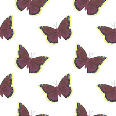 Seamless pattern Butterflies watercolor Illustration handmade design Digital paper Textiles wallpaper photo wallpaper scrapbooking