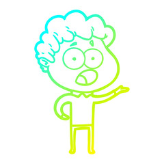 cold gradient line drawing cartoon man gasping in surprise