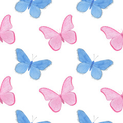 Seamless pattern Butterflies watercolor Illustration handmade design Digital paper Textiles wallpaper photo wallpaper scrapbooking