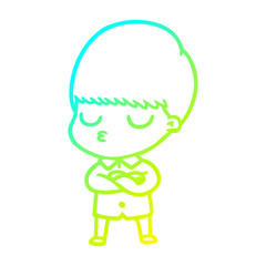 Obraz premium cold gradient line drawing cartoon calm boy