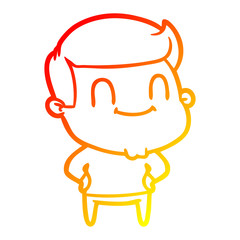 warm gradient line drawing cartoon happy man