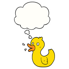 cartoon quacking duck and thought bubble