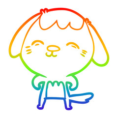 rainbow gradient line drawing happy cartoon dog