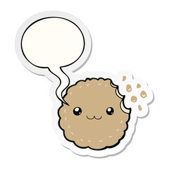 cartoon biscuit and speech bubble sticker