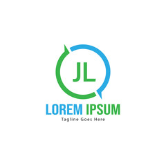 Initial JL logo template with modern frame. Minimalist JL letter logo vector illustration
