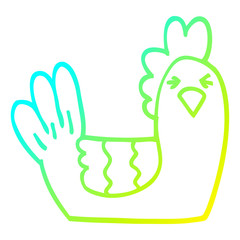 Obraz premium cold gradient line drawing cartoon roosting hen