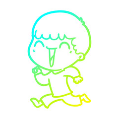 cold gradient line drawing cartoon happy man