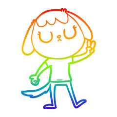 rainbow gradient line drawing cute cartoon dog