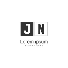 Initial JN logo template with modern frame. Minimalist JN letter logo vector illustration
