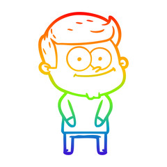 rainbow gradient line drawing cartoon happy man