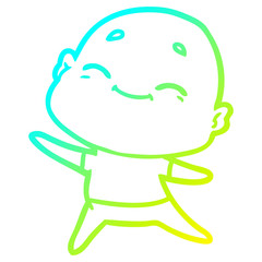 cold gradient line drawing happy cartoon bald man