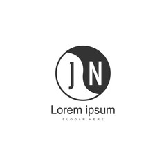 Initial JN logo template with modern frame. Minimalist JN letter logo vector illustration