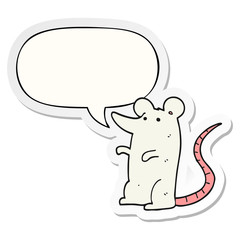 cartoon rat and speech bubble sticker
