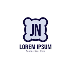 Initial JN logo template with modern frame. Minimalist JN letter logo vector illustration