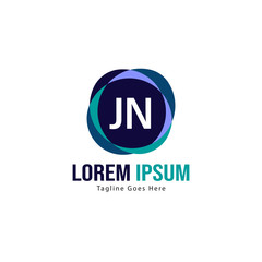 Initial JN logo template with modern frame. Minimalist JN letter logo vector illustration