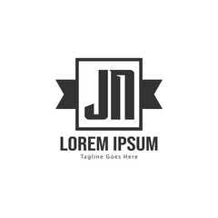 Initial JN logo template with modern frame. Minimalist JN letter logo vector illustration