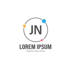 Initial JN logo template with modern frame. Minimalist JN letter logo vector illustration