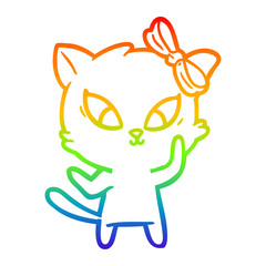 rainbow gradient line drawing cartoon cat