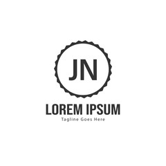 Initial JN logo template with modern frame. Minimalist JN letter logo vector illustration