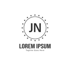 Initial JN logo template with modern frame. Minimalist JN letter logo vector illustration