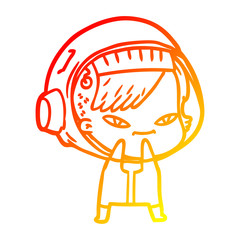warm gradient line drawing cartoon astronaut woman