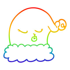rainbow gradient line drawing cartoon christmas santa hat