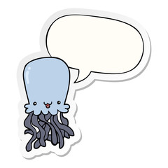 cartoon octopus and speech bubble sticker
