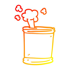 warm gradient line drawing cartoon can of beer