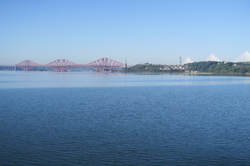 The river Forth from Dalgety Bay with Forth Rail bridge