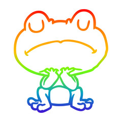 rainbow gradient line drawing frog waiting patiently