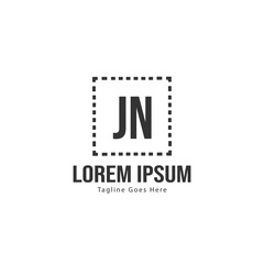 Initial JN logo template with modern frame. Minimalist JN letter logo vector illustration