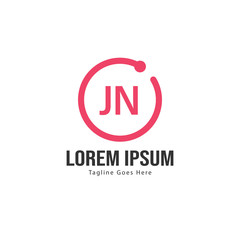 Initial JN logo template with modern frame. Minimalist JN letter logo vector illustration