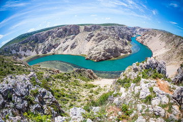 The river at the bottom of the picturesque canyon.