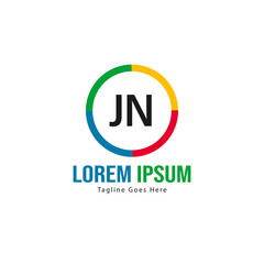 Initial JN logo template with modern frame. Minimalist JN letter logo vector illustration