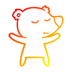 Obraz premium warm gradient line drawing happy cartoon bear