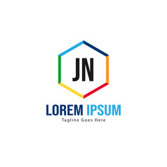 Initial JN logo template with modern frame. Minimalist JN letter logo vector illustration