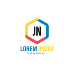 Initial JN logo template with modern frame. Minimalist JN letter logo vector illustration