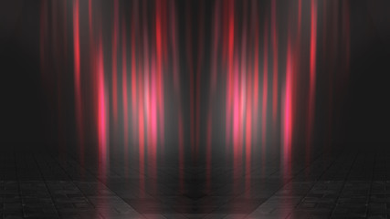 Empty background scene. Dark street reflection on wet asphalt. R