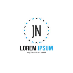 Initial JN logo template with modern frame. Minimalist JN letter logo vector illustration