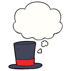 cartoon top hat and thought bubble