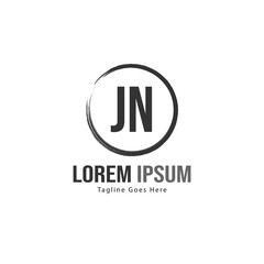 Initial JN logo template with modern frame. Minimalist JN letter logo vector illustration