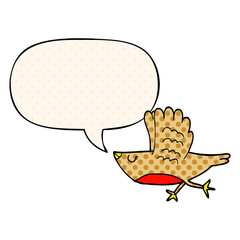 cartoon bird and speech bubble in comic book style