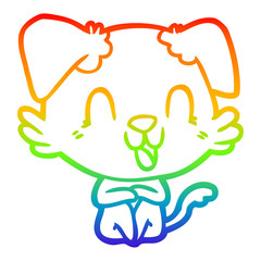 rainbow gradient line drawing laughing cartoon dog