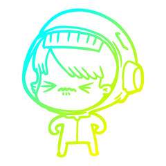 cold gradient line drawing angry cartoon space girl