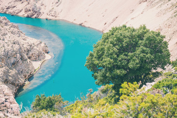 The river at the bottom of the picturesque canyon.