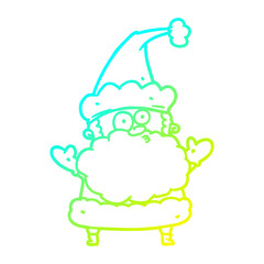 cold gradient line drawing confused santa claus shurgging shoulders