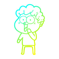 cold gradient line drawing cartoon happy man