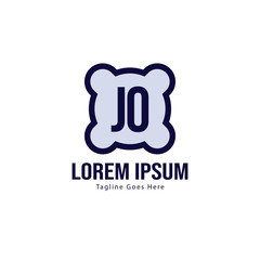 Initial JO logo template with modern frame. Minimalist JO letter logo vector illustration
