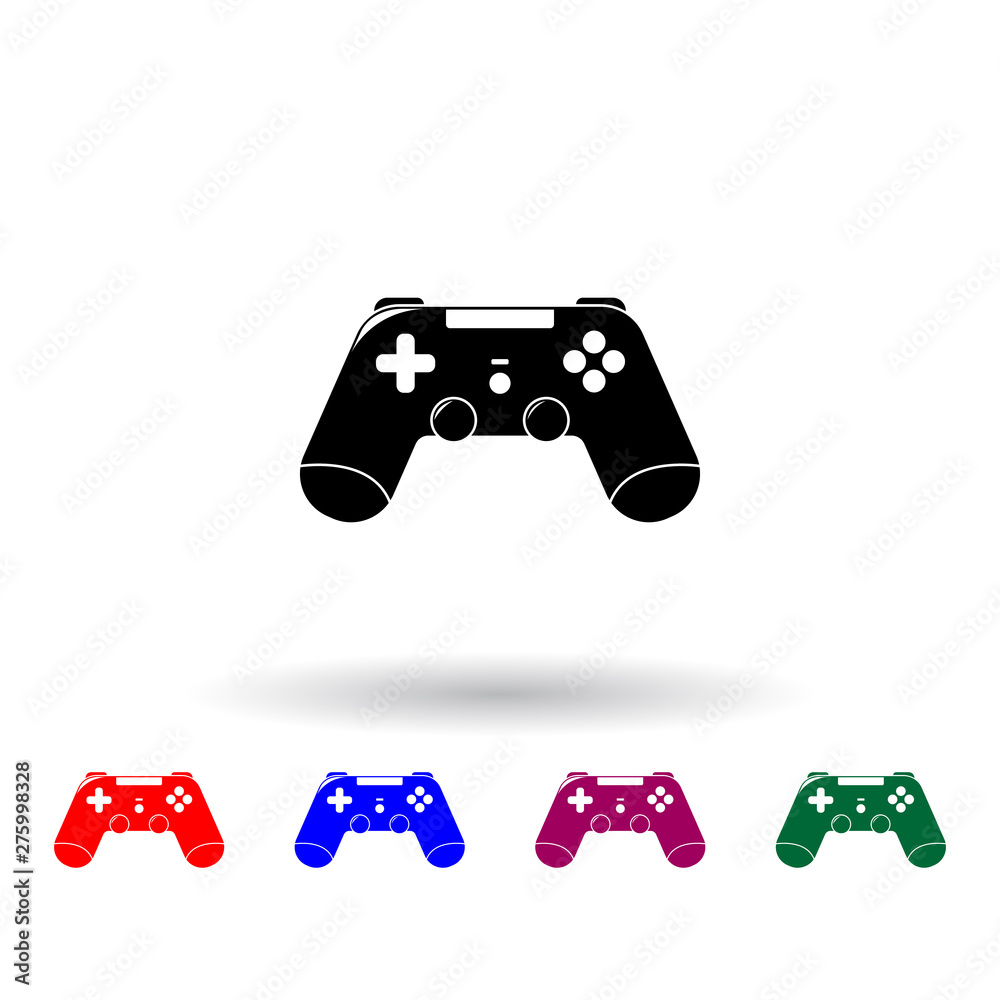 Poster console from the game console multi color icon. elements of technology set. simple icon for websites